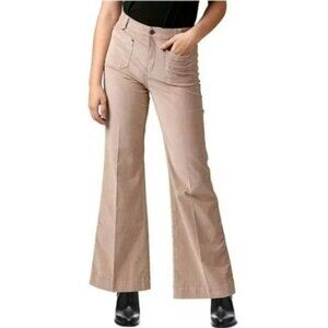Marrakech Women's Fargo Stretch Corduroy High Rise Flare Pants Tuffet Cream 8/29